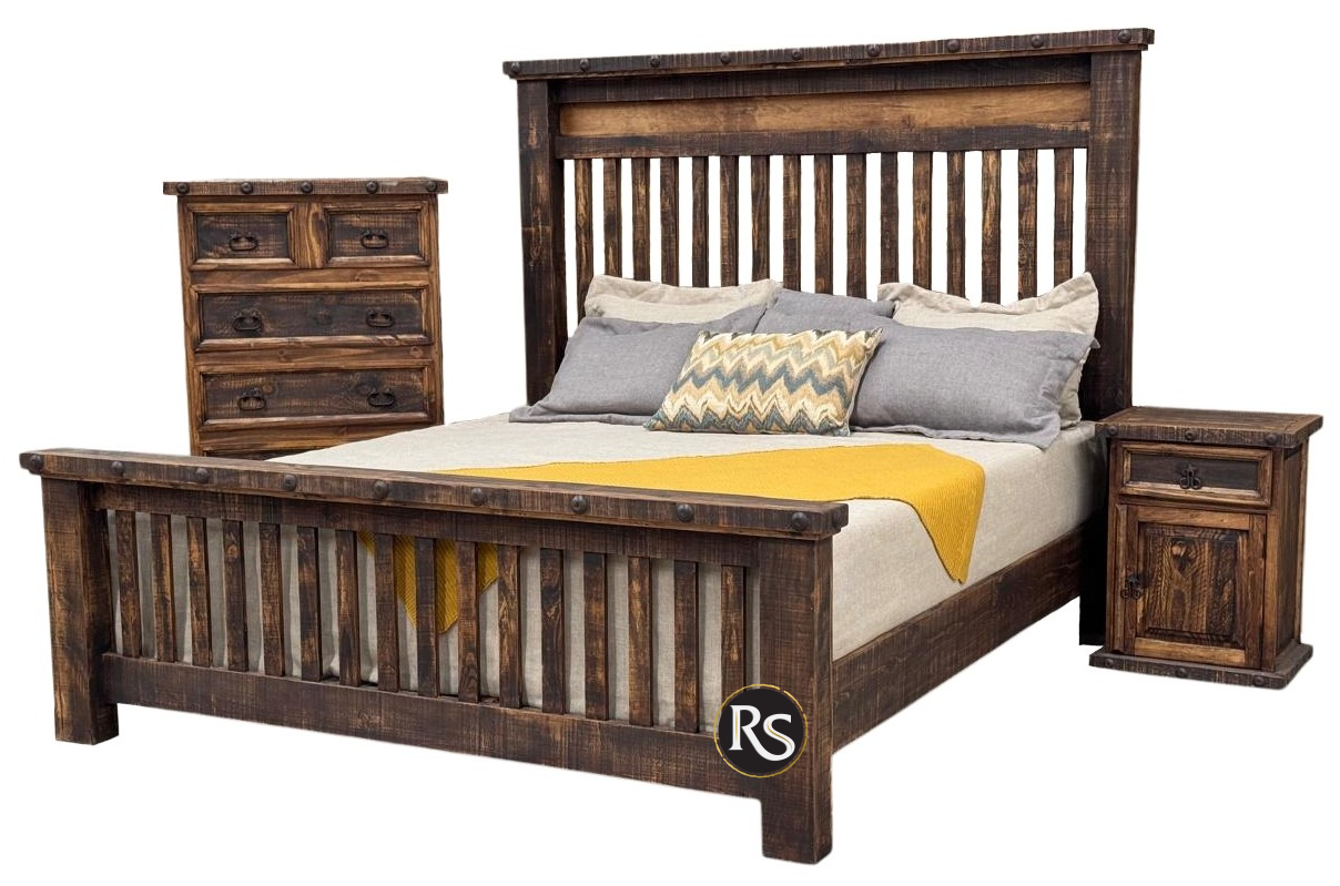 CAMA DENTON RUSTICA CON CHAPETONES K.S
