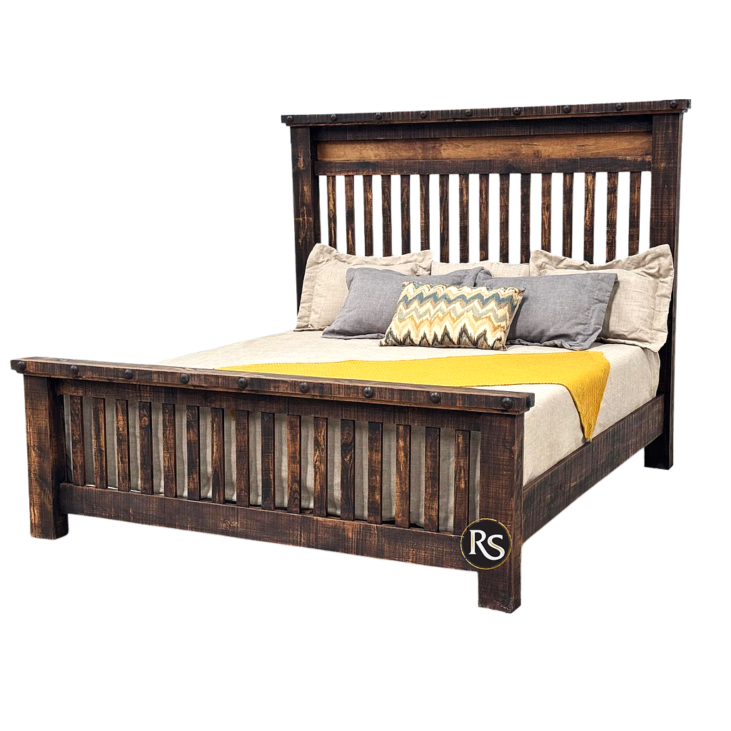 CAMA DENTON RUSTICA CON CHAPETONES K.S
